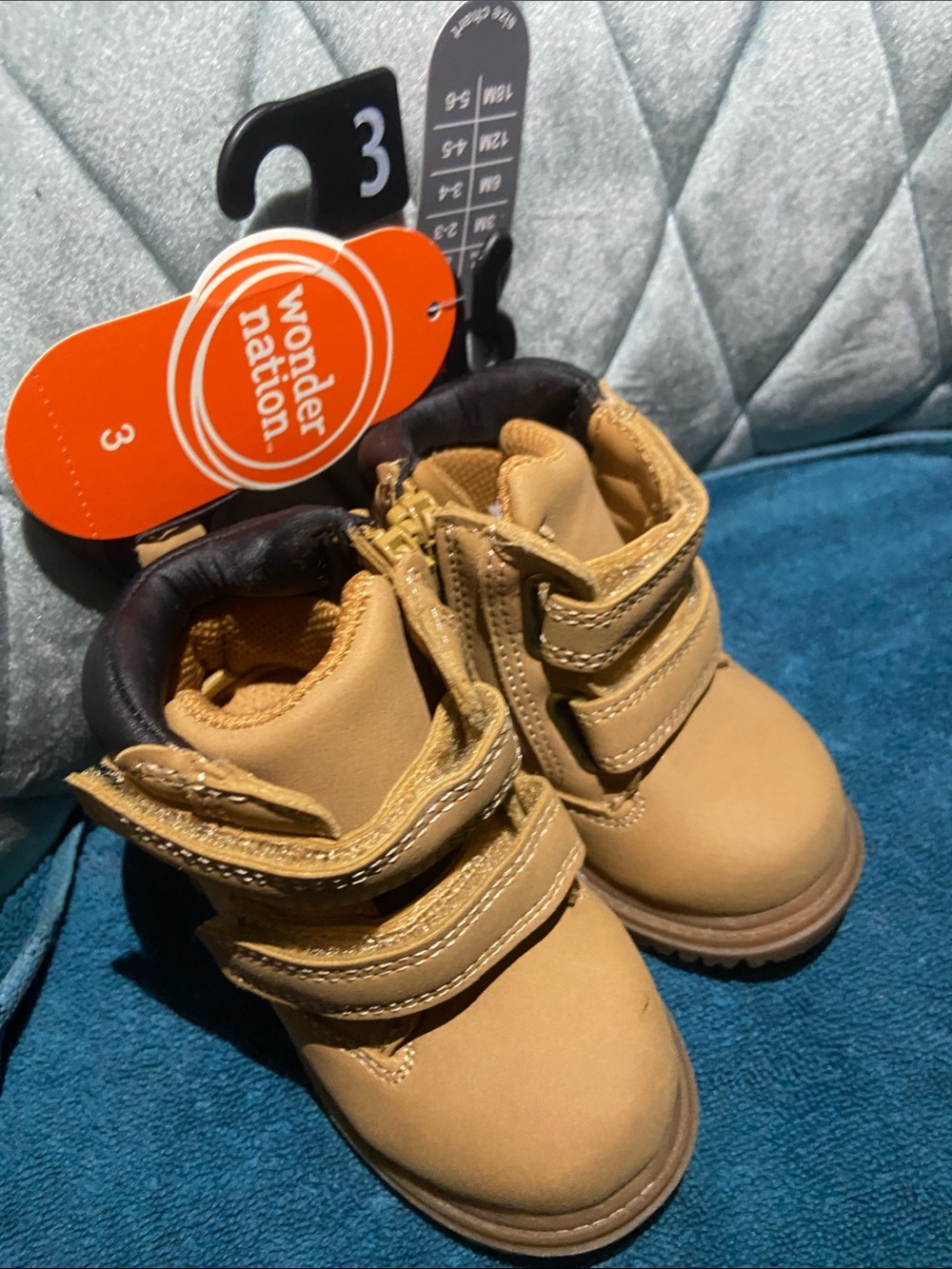 wonder nation Tan Toddler Hiking-Style Boots with Dual Hook-and-Loop Straps